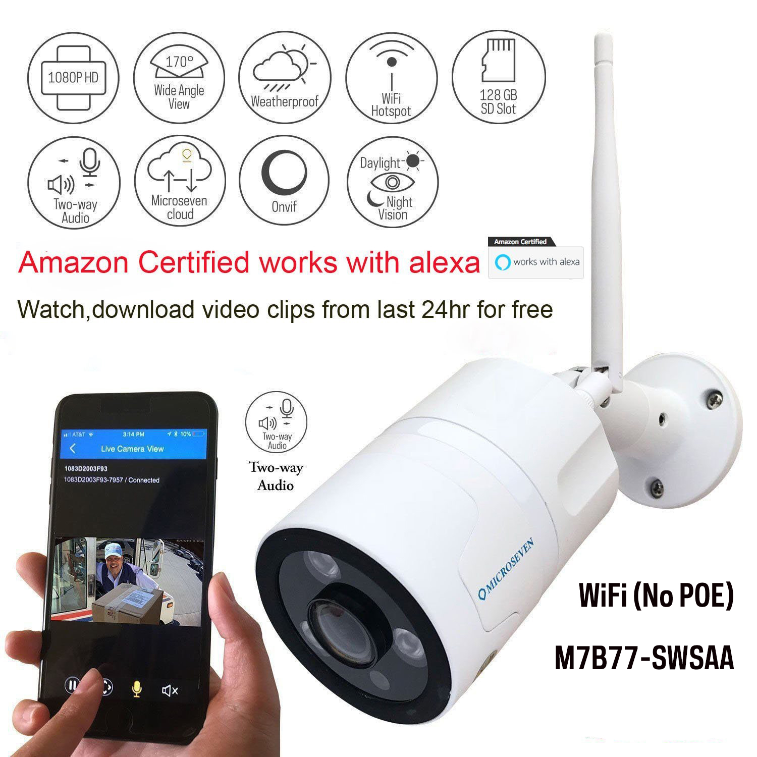 ip camera microseven security cctv cameras alexa open source wifi web system audio 5mp wide outdoor surveillance bullet angle motion
