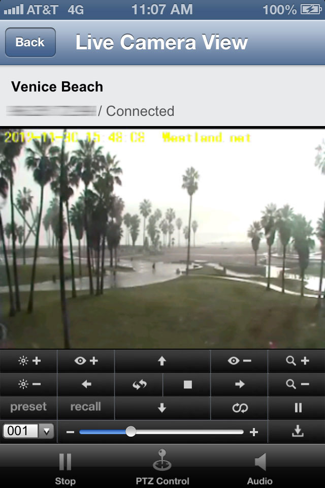 PTZ Control for Live camera