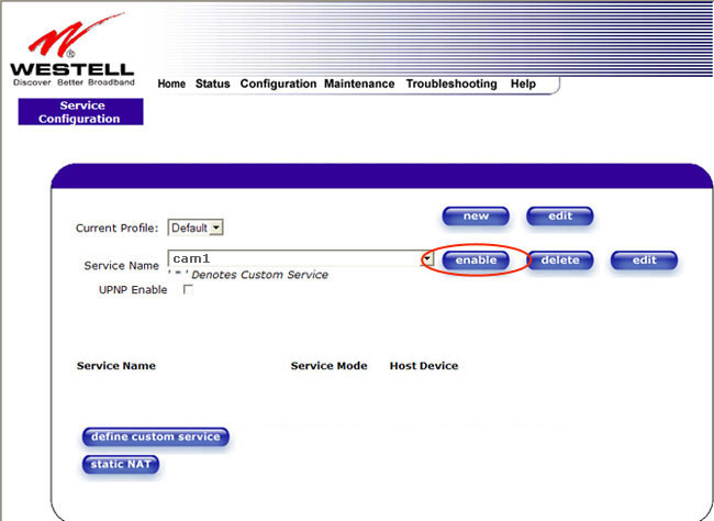 Westell-router cam1 port forwarding