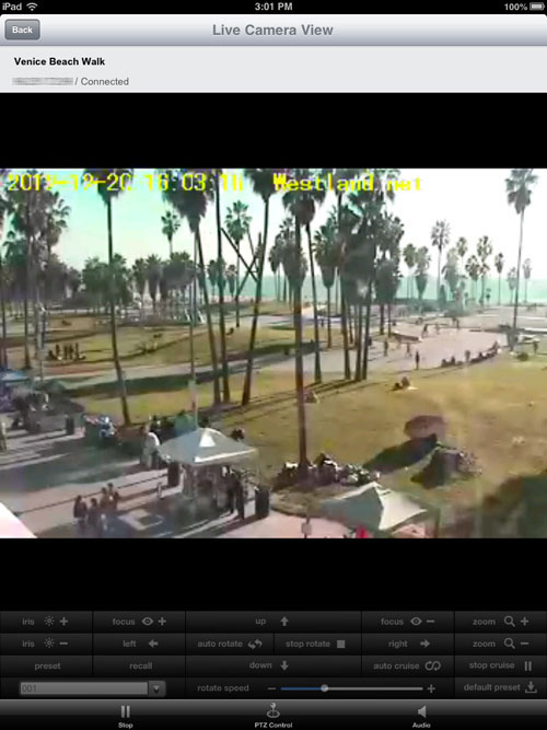 PTZ Control for Live camera