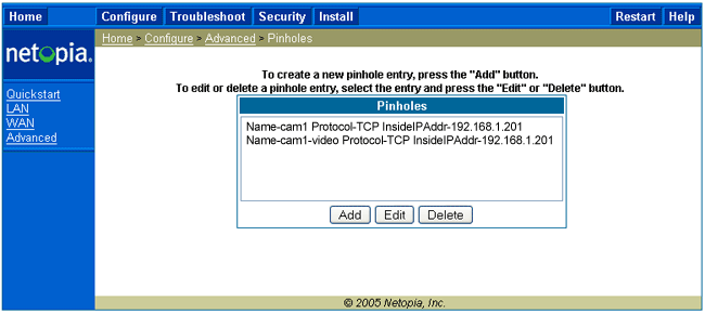 cam1 port forwarding fishined