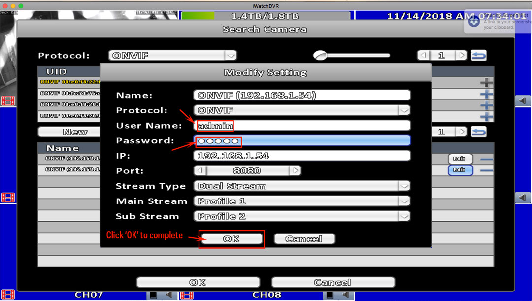 alarm input microseven nvr