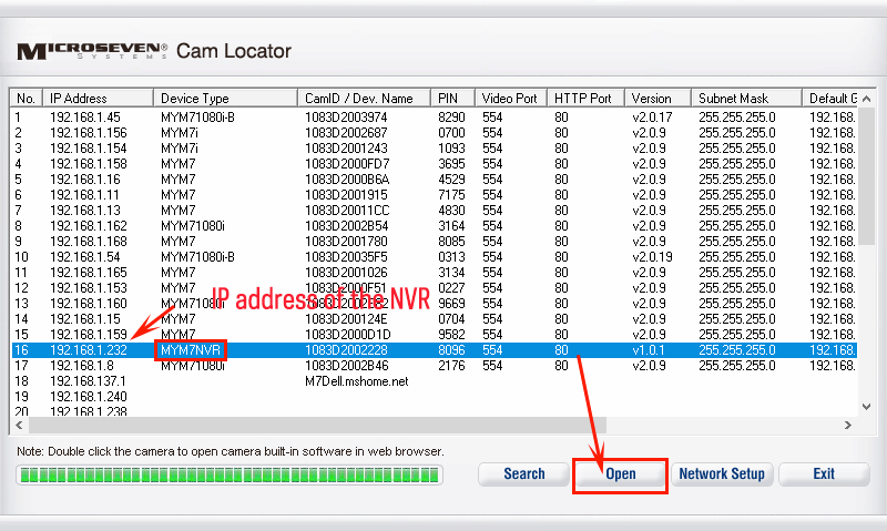 Find ip address of sales camera