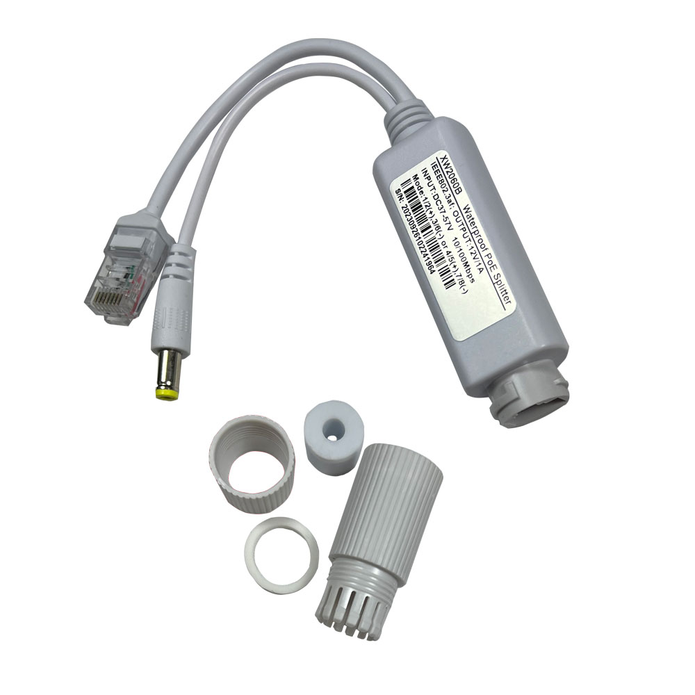 POE Splitter, Power Input 48V, Power Output DC12V 1A, IEEE 802.3af/at 10/100/1000Mbps