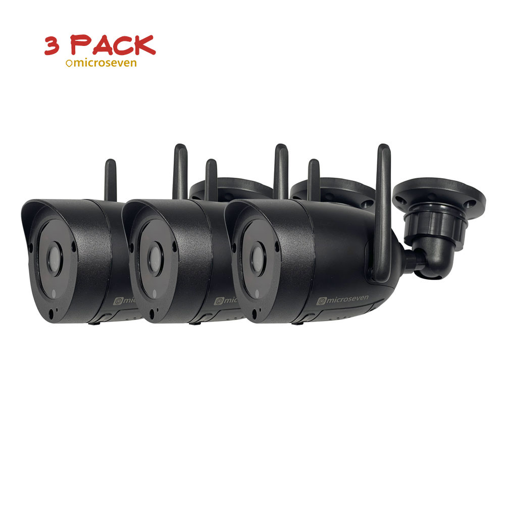 3x Microseven Professional Open Source Security Camera, Remote Managed,30fps, IP Network Camera, Full HD 1080P (1920x1080p), PoE + Dual Band Wi-Fi (2.4/5GHz) All in One, Compatible Starlink Wi-Fi, Wide Angle, Smart Motion Detection, Outdoor & Indoor (IP 66), Night Vision, 128GB SD Slot, Two-Way Audio, ONVIF, Web GUI & Apps, CMS (Camera Management System), M7RSS (Video Recorder Server), Cloud Storage, Broadcasting on YouTube and Microseven