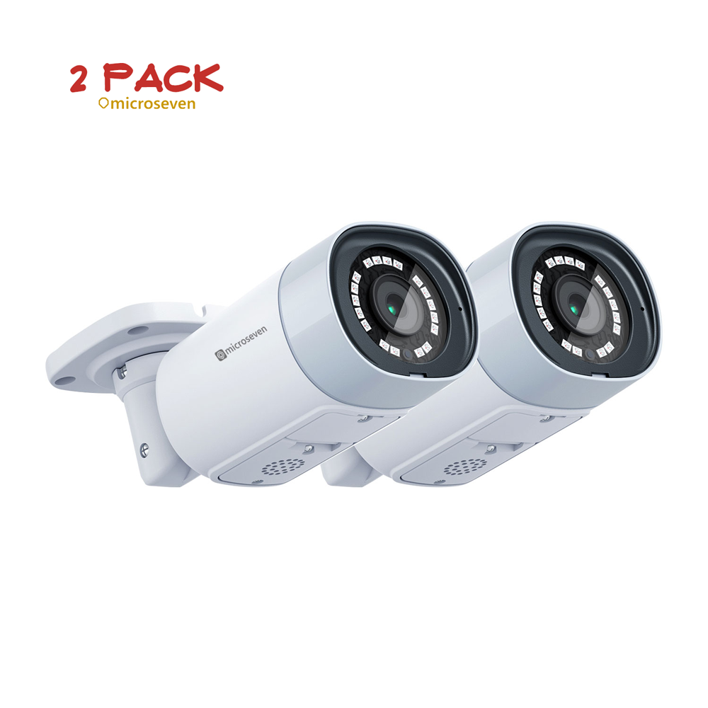 2x Microseven Open Source Ultra HD 4K/8MP(3840x2160) PoE SONY 1/2.8" Chipset CMOS 2.8mm 8MP Lens Ultra-Wide Angle, Two-Way Audio with Built-in Amplified Microphone and Speaker plug and Play ONVIF, IR Light (On/Off in the APP) Security Outdoor IP Camera, Human/Vehicle Detection, 256GB SD Slot, Day & Night, Web GUI & Apps, CMS (Camera Management System) M7 Cloud Storage and Broadcasting on YouTube & Microseven