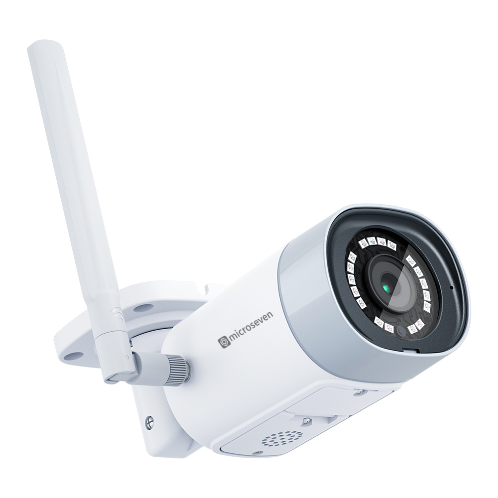 Microseven Professional Open Source Security Camera, Remote Managed, Bullet Type, IP Network, UltraHD 4K/8MP, (3840x2160), Dual band WiFi (2.4/5GHz), Wide Angle, Smart Motion Detection, Outdoor & Indoor (IP 66), IR Soft-Switch On/Off Night Vision, 256GB SD Slot, Two-Way Audio, ONVIF, Web GUI & Apps, CMS (Camera Management System), M7RSS (Video Recorder Server), Cloud Storage, Broadcasting on YouTube and Microseven