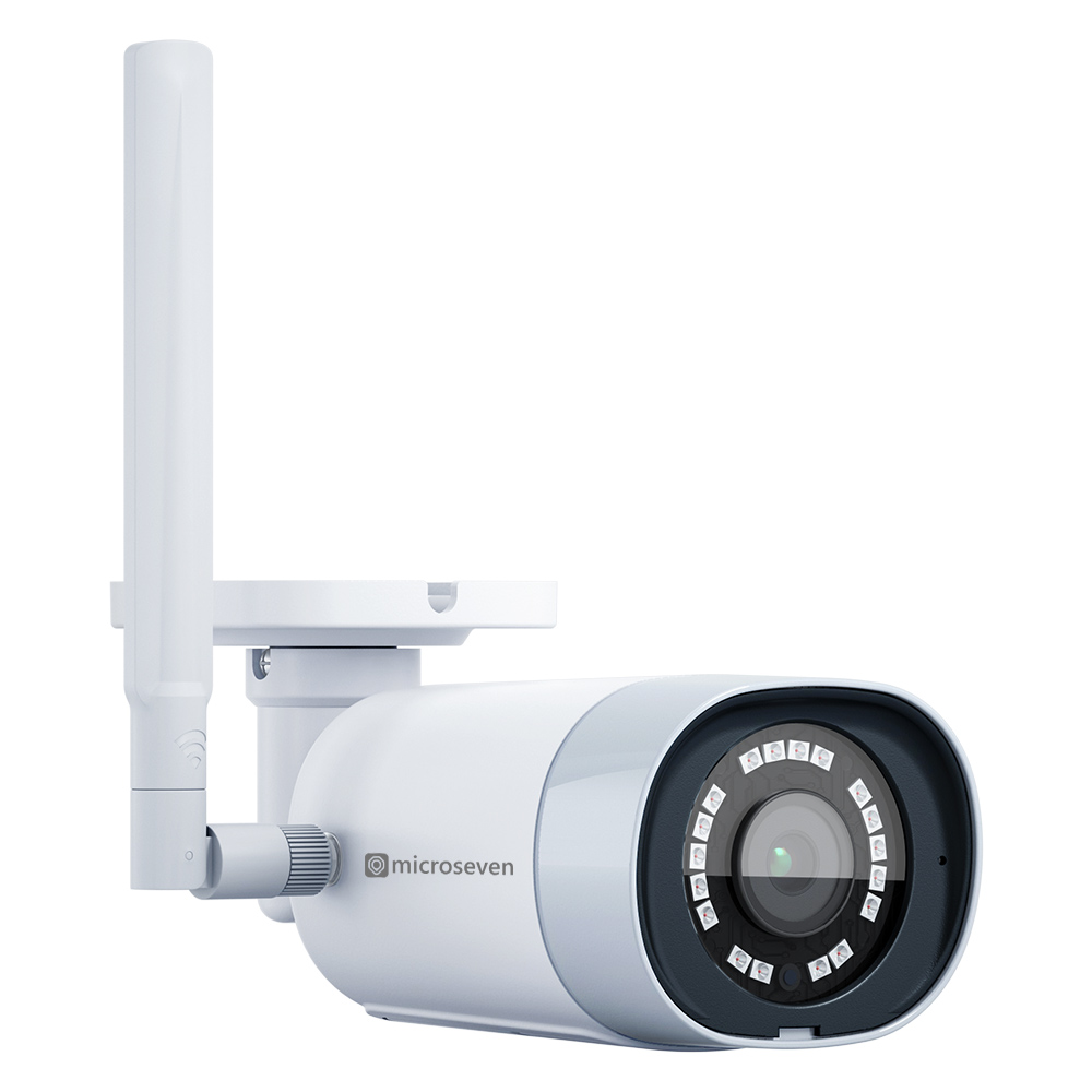 Microseven Professional Open Source Security Camera, Remote Managed, Bullet Type, IP Network, UltraHD 4K/8MP, (3840x2160), Dual band WiFi (2.4/5GHz), Wide Angle, Smart Motion Detection, Outdoor & Indoor (IP 66), IR Soft-Switch On/Off Night Vision, 256GB SD Slot, Two-Way Audio, ONVIF, Web GUI & Apps, CMS (Camera Management System), M7RSS (Video Recorder Server), Cloud Storage, Broadcasting on YouTube and Microseven