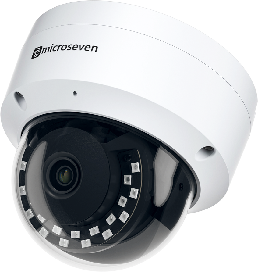 Microseven Professional Open Source Security Camera, Remote Managed, Dome Type, IP Network, UltraHD 4K/8MP (3840x2160), PoE, Wide Angle, Smart Motion Detection, Outdoor & Indoor (IP 66), IR Soft-Switch On/Off Night Vision, 256GB SD Slot, Microphone Audio, ONVIF, Web GUI & Apps, CMS (Camera Management System), M7RSS (Video Recorder Server), Cloud Storage, Broadcasting on YouTube and Microseven