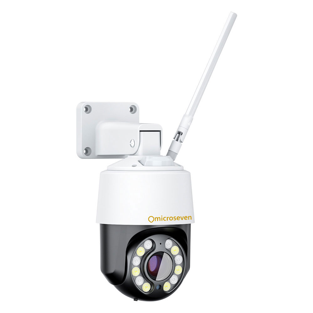 Microseven Professional Open Source Security Camera, Remote Managed, M7 14x Optical Zoom PTZ IP Camera, 8MP/4K (3840x2160p), 3.5 in, [WiFi+POE] All in One, Light active deterrence (on/off switch), Motion Tracking, IP66, Outdoor, Spotlight night vision, 2-Way Audios, FTP, Storage 256GB avail, Open source remote managed, ON-VIF, Web GUI & Apps, CMS, M7RSS, Cloud Storage, Broadcasting avail on YouTube, Meta and Microseven