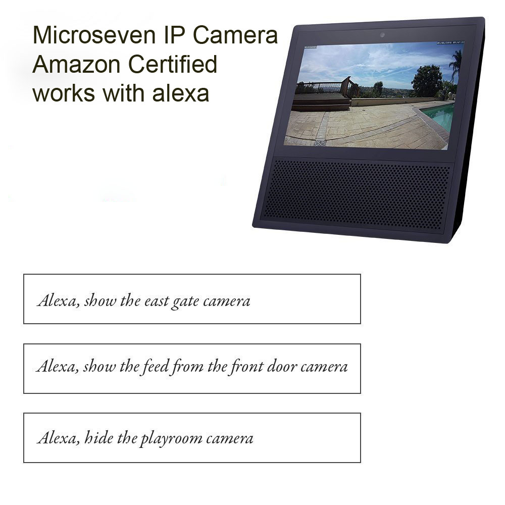 3x Microseven Open Source 5MP (2560x1920) UltraHD WiFi or Wired Indoor / Outdoor IP Camera, Sony Chipset CMOS 5MP Lens, Amazon Certified Works with Alexa with No Monthly Fee, Two-Way Audio Wide Angle (170°), IR, Human Motion Detection WiFi IP Camera, 128GB SD Slot, Night Vision Bullet WiFi Camera, Waterproof Security Camera, ONVIF CCTV Surveillance Camera, Web GUI & Apps, VMS (Video Management System) Free 24hr Cloud Storage+ Broadcasting on YouTube, Facebook & Microseven.tv