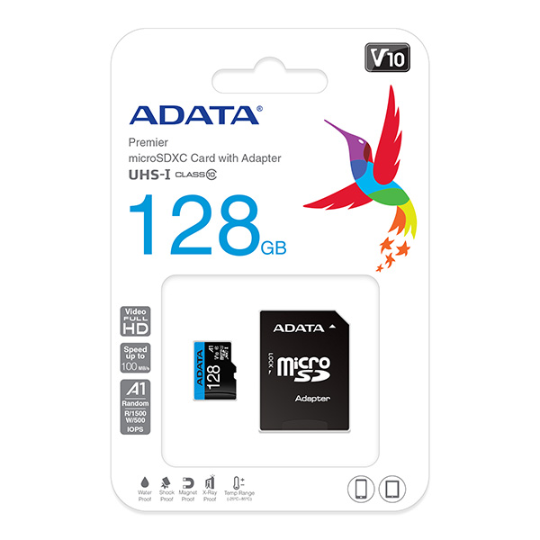 Microseven ADATA 128GB Class 10 Micro SDHC UHS-l Memory Card with Adapter 100MB/s