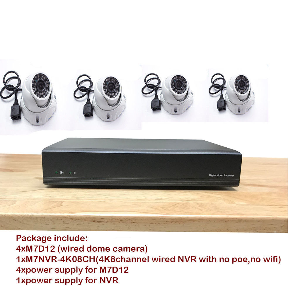 Microseven 4K NVR 8MP 8CH Compatible with Alexa, H.265 Security Network Video Recorder (1080p/3MP/4MP/5MP/6MP/8MP) Supports up to 8 x 8-Megapixel IP Cameras, Max. 8TB HDD 1 x SATA (Not Included) / M7NVR-4K08CH + 4x M7D12 ( 960P Wired IP Dome Camera ), Web GUI & App, Free M7 Cloud and Free Live Streaming on microseven.tv