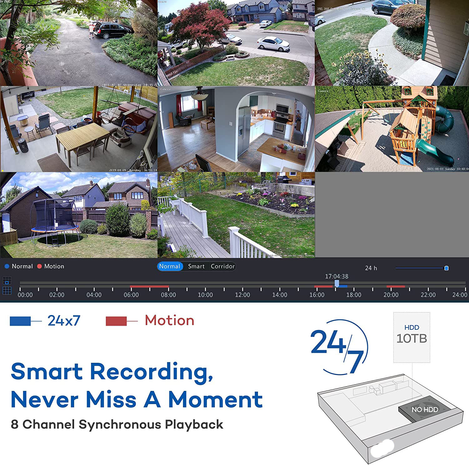 Microseven 4k 8 Channel 8 Port PoE H.265 Network Video Recorder NVR for Security Camera (8CH 1080P/3MP/4MP/5MP/6MP/4K) Supports up to 8 x 8-Megapixel IP Cameras, Max. 10TB HDD 1x SATA(Not Included) 1 VGA, 1 HDMI, 8 PoE Ports, Support All Microseven Cameras