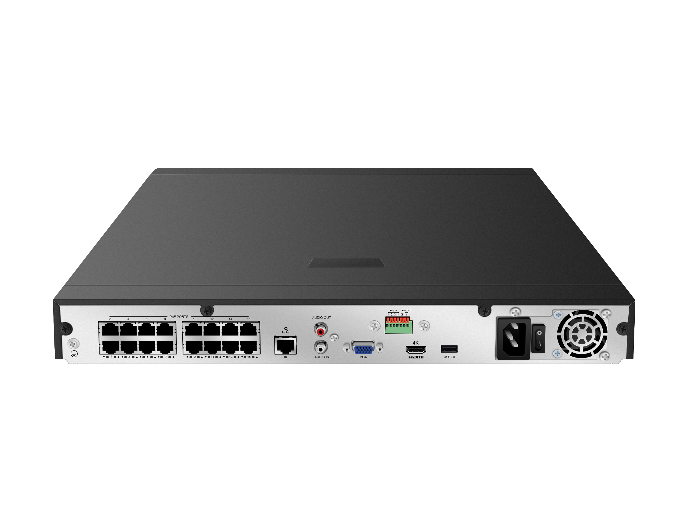 Microseven 4k 16 Channel 16 Port PoE H.265 Network Video Recorder NVR for Security Camera (16CH 1080P/3MP/4MP/5MP/6MP/4K) Supports up to 16 x 8-Megapixel IP Cameras, Max. 10TB HDD 2 x SATA(Not Included) 1 VGA, 1 HDMI, 16 PoE Ports