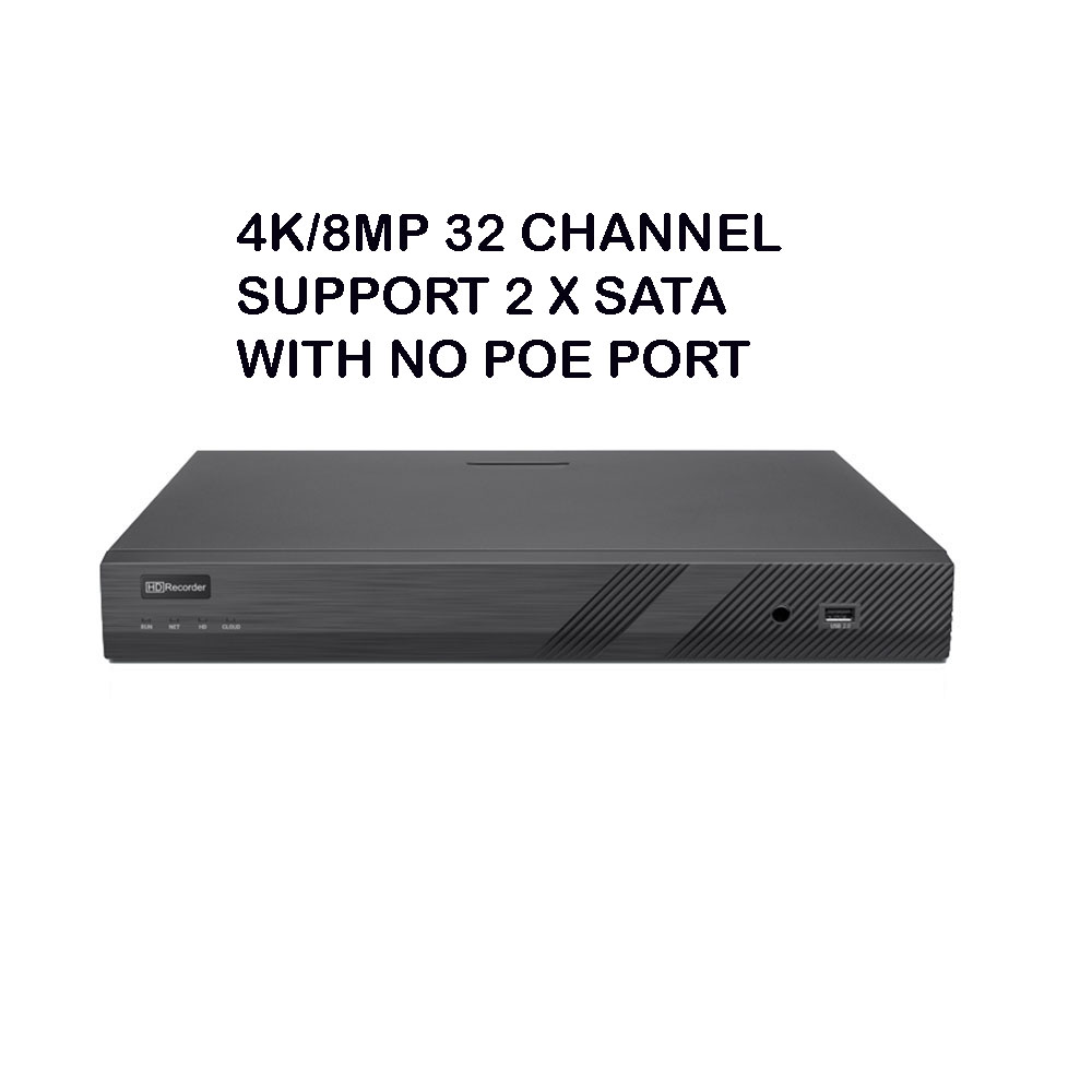 Microseven 4K 32 Channel H.265 Network Video Recorder NVR for Security Camera (32CH 1080P/3MP/4MP/5MP/6MP/4K) Supports up to 32 x 8-Megapixel IP Cameras, Max. 10TB HDD 2 x SATA (Not Included),1 VGA,1 HDMI
