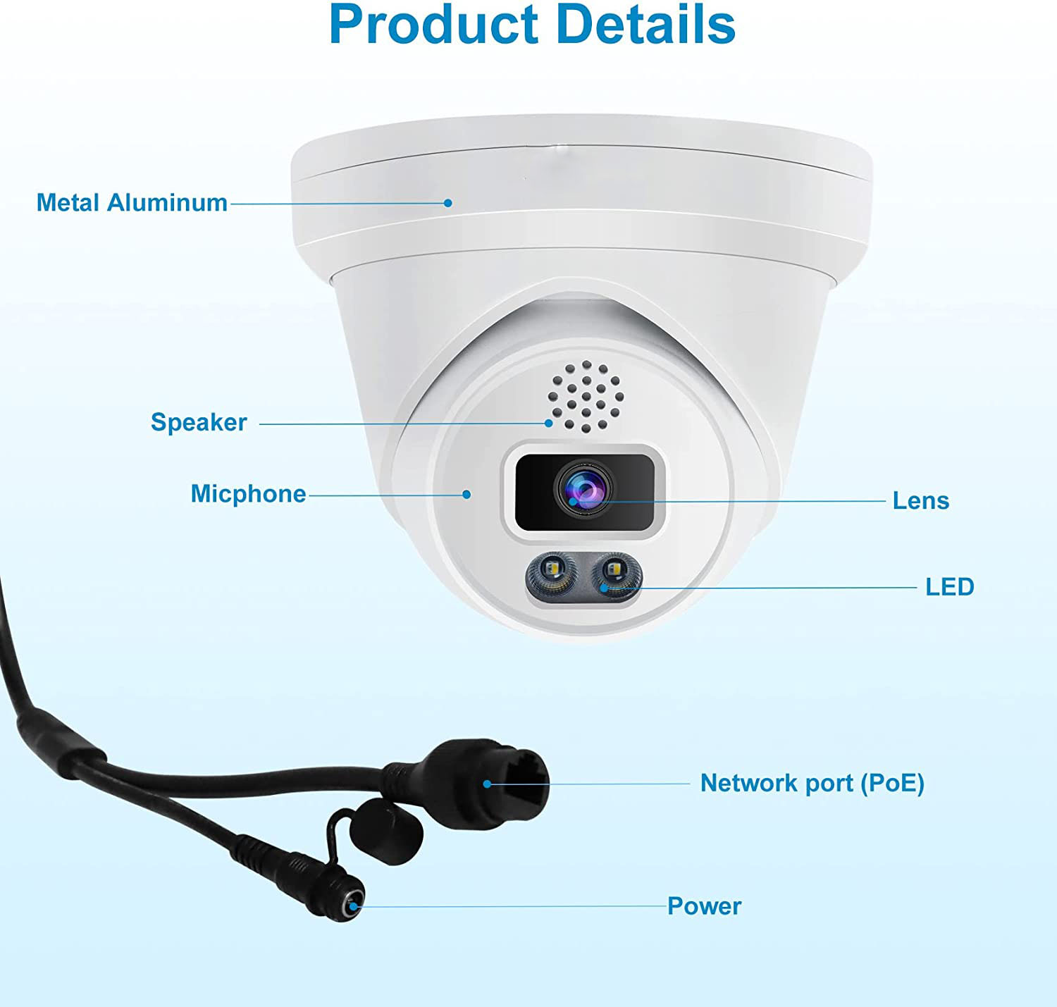 Microseven 4K/8MP Full Color Night Vision PoE Indoor / Outdoor IP Camera, UltraHD 8MP PoE IP Turret Security Camera with Human/Vehicle Detection, Two-Way Audio Wide Angle, WDR, DNR, 256GB SD Slot, Waterproof, ONVIF CCTV Surveillance Camera, Web GUI & Apps, VMS (Video Management System) Cloud Storage+ Broadcasting on YouTube, Facebook & Microseven.tv