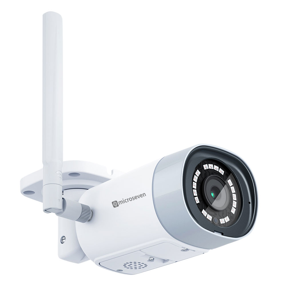 Microseven Professional Open Source Security Camera, Remote Managed, Bullet Type, IP Network, UltraHD 4K/8MP, (3840x2160), Duo 2 WiFi (2.4/5GHz), Wide Angle, Smart Motion Detection, Outdoor & Indoor (IP 66), IR Soft-Switch On/Off Night Vision, 256GB SD Slot, Two-Way Audio, ONVIF, Web GUI & Apps, CMS (Camera Management System), M7RSS (Video Recorder Server), Cloud Storage, Broadcasting on YouTube and Microseven