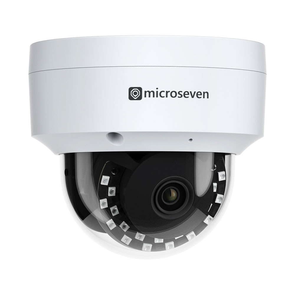 Microseven Professional Open Source Security Camera, Remote Managed, Dome Type, IP Network, UltraHD 4K/8MP (3840x2160), PoE, Wide Angle, Smart Motion Detection, Outdoor & Indoor (IP 66), IR Soft-Switch On/Off Night Vision, 256GB SD Slot, Microphone Audio, ONVIF, Web GUI & Apps, CMS (Camera Management System), M7RSS (Video Recorder Server), Cloud Storage, Broadcasting on YouTube and Microseven