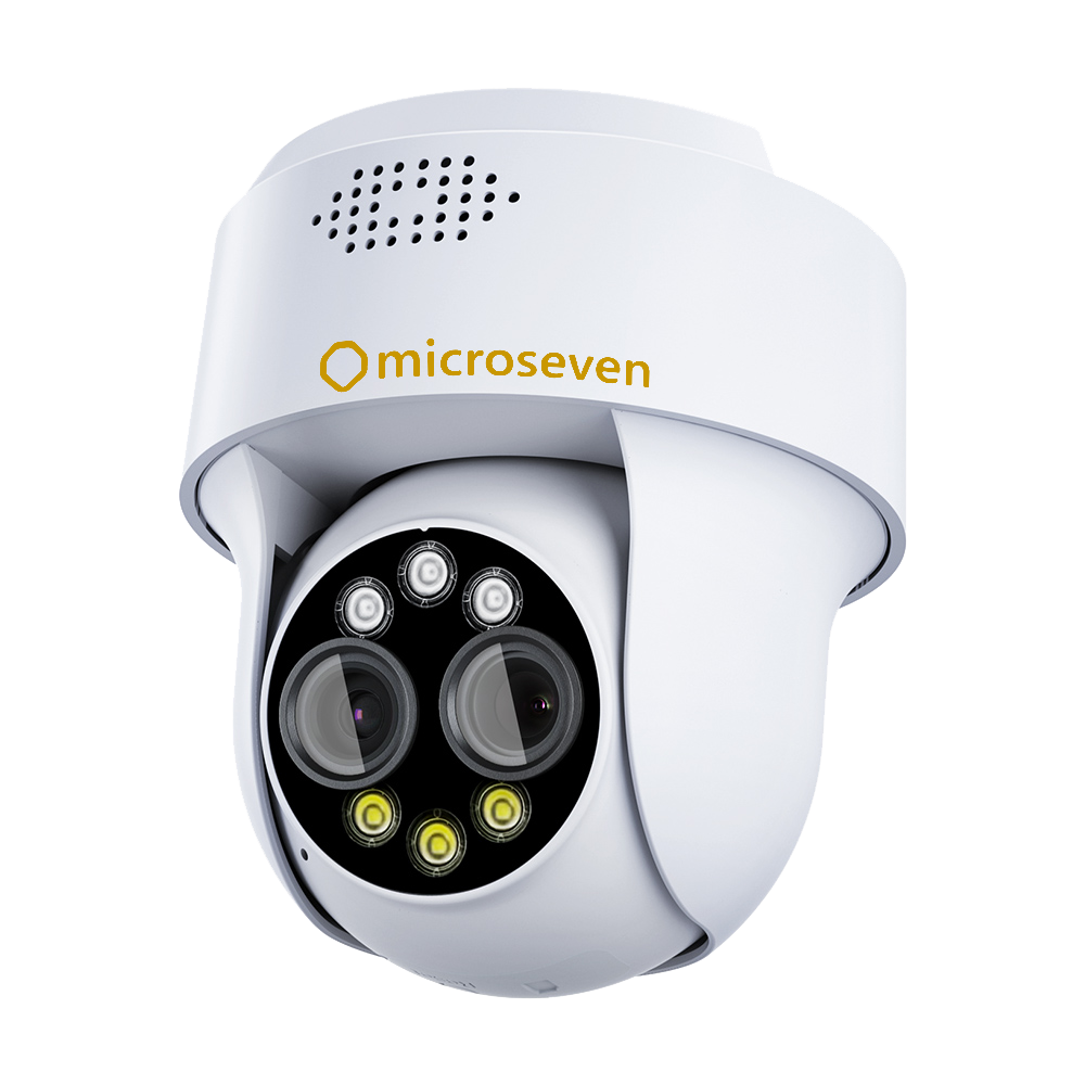 Microseven M7D4MP-PTZ4X-WPSAA 2K (4MP) IP WiFi (2.4/5GHz) POE PTZ Professional Open Source Security Dome Camera with Dual Lenses 4X Digital Auto Zoom