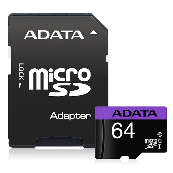 Microseven ADATA 64GB Class 10 Micro SDHC UHS-l Memory Card with Adapter 85MB/s