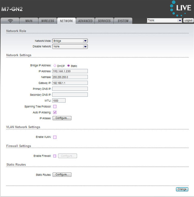 M7-GN2 Network Configuration