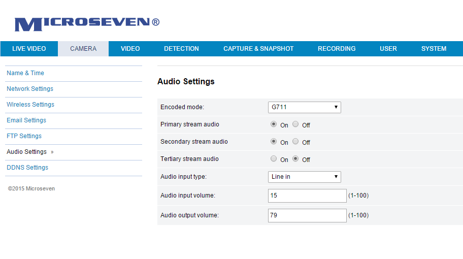 Microseven audio settings